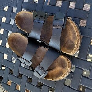 Mens Birkenstock Arizona Sandals, Size 11.5 / 44, Black Leather